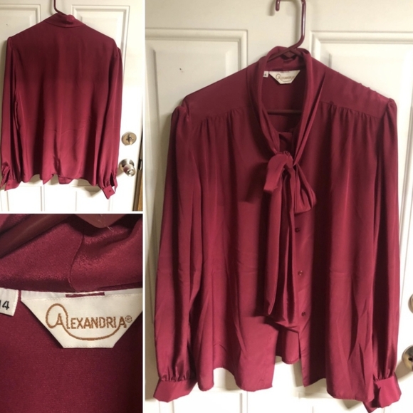 Alexandria Tops - Women's Burgundy Blouse Plus